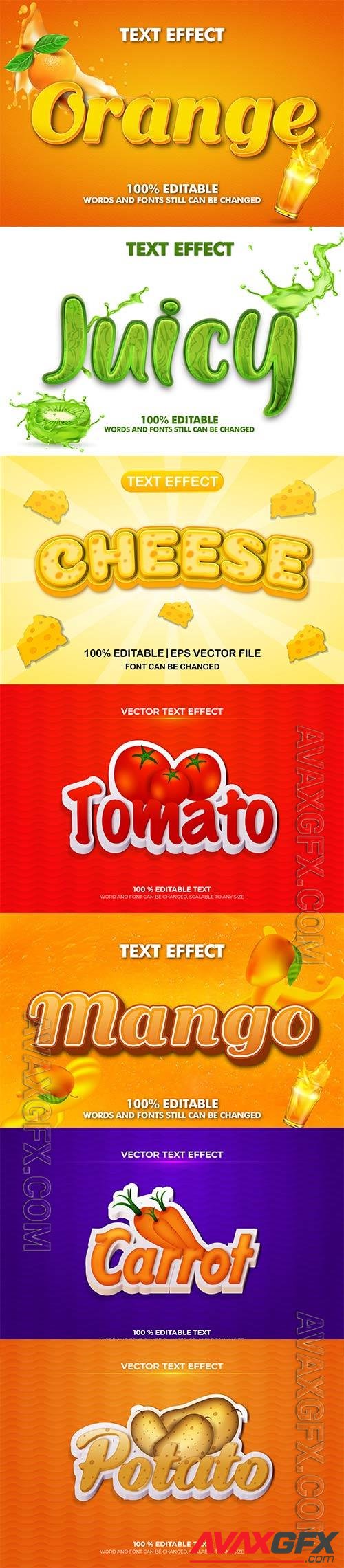 Set 3d editable text style effect vector vol 284