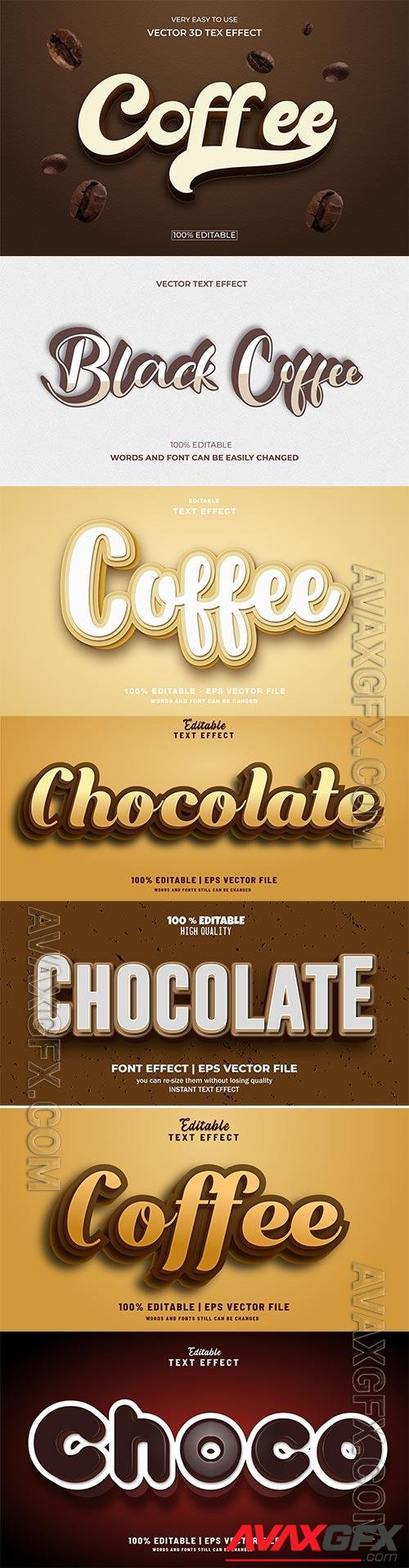 Set 3d editable text style effect vector vol 281