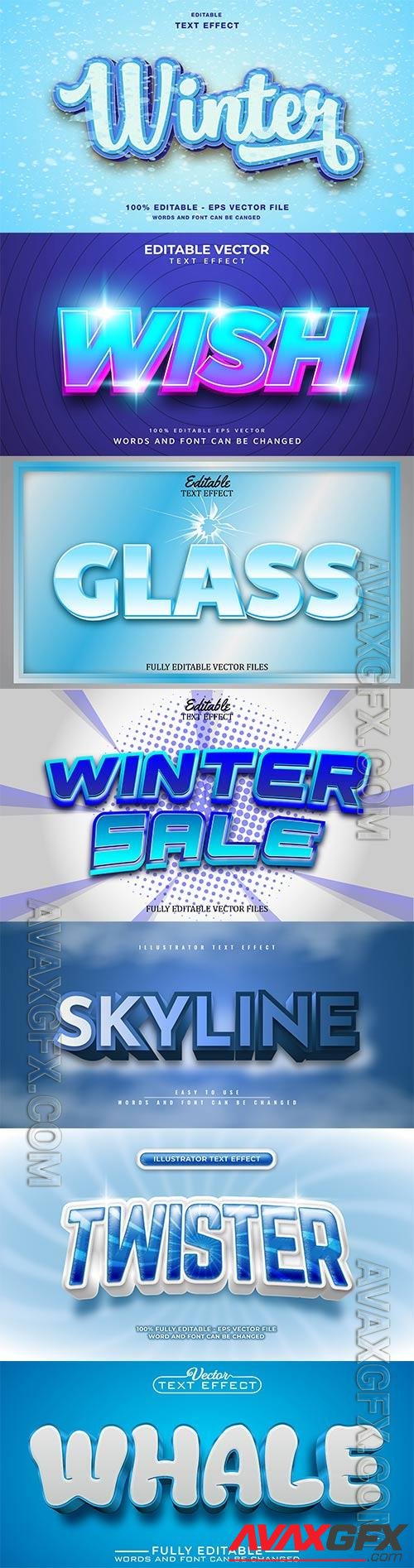 Set 3d editable text style effect vector vol 275