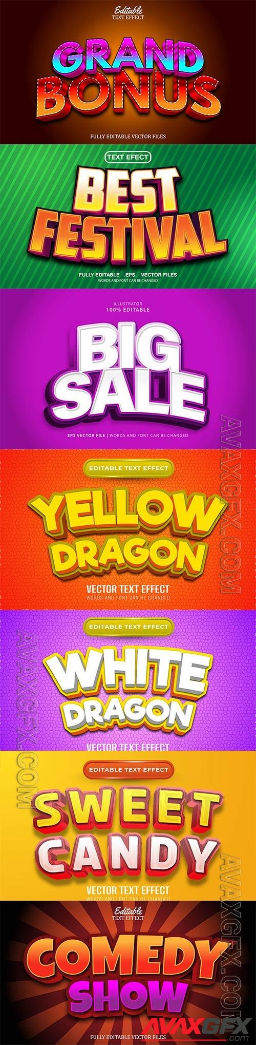 Set 3d editable text style effect vector vol 276