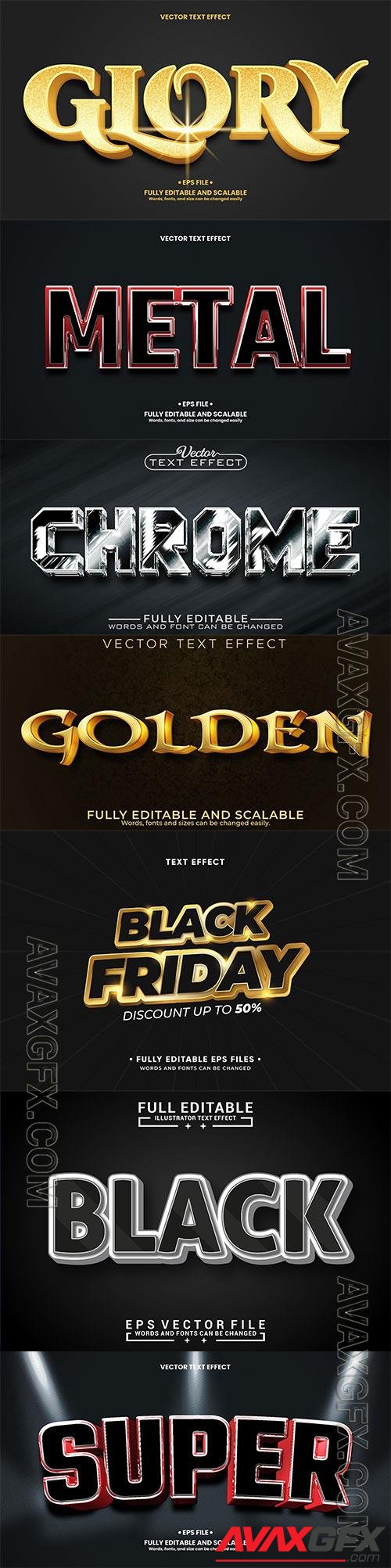 Set 3d editable text style effect vector vol 273