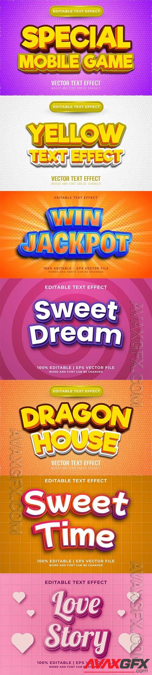 Set 3d editable text style effect vector vol 274