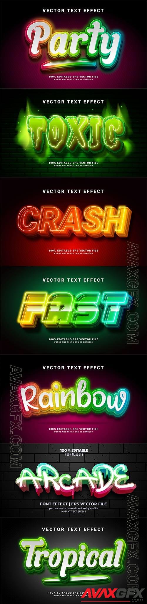 Set 3d editable text style effect vector vol 279