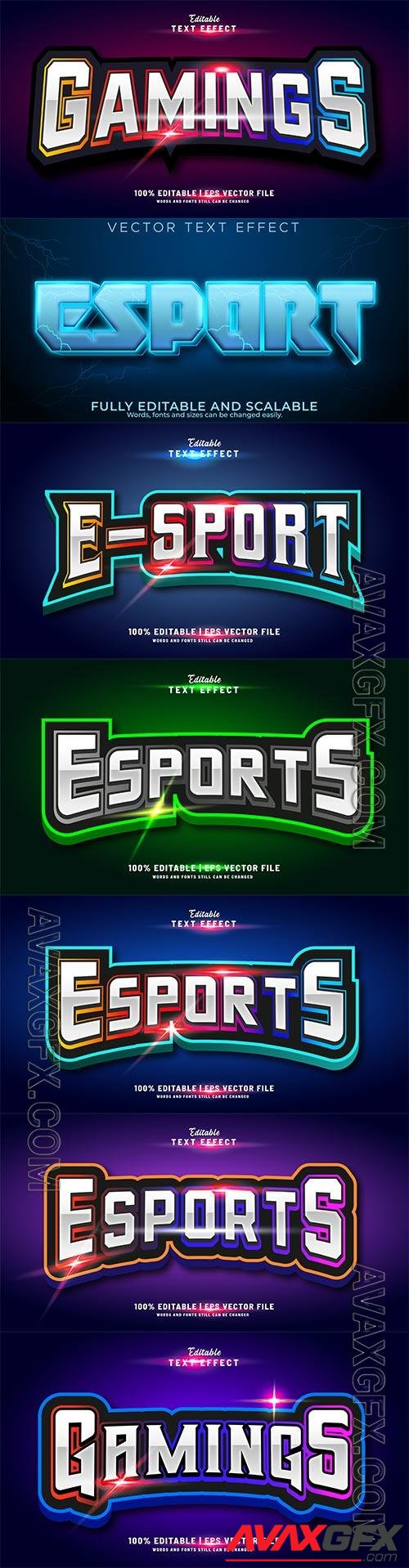 Set 3d editable text style effect vector vol 272