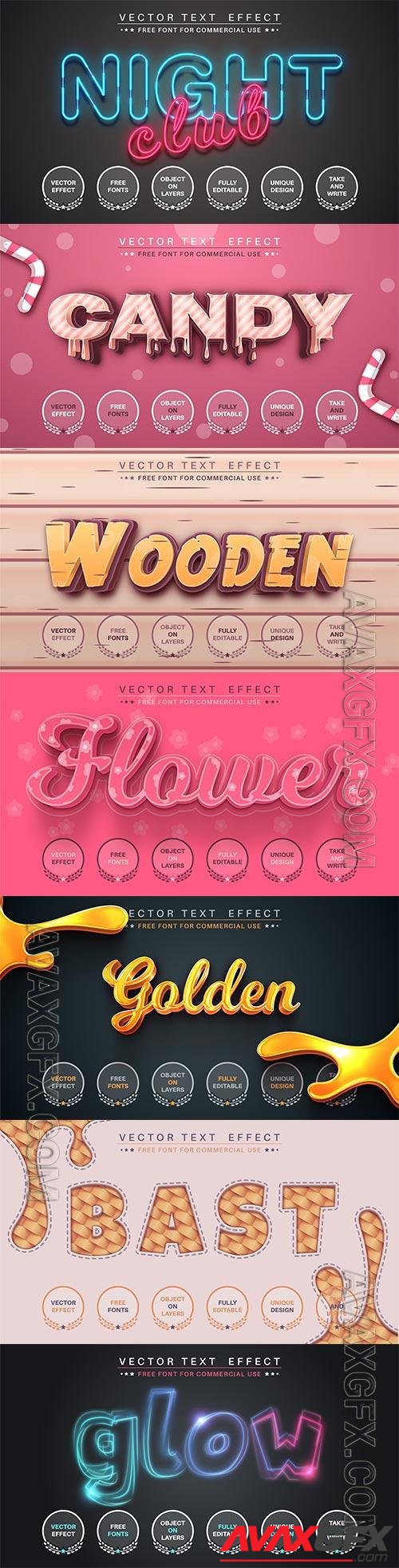 Set 3d editable text style effect vector vol 271