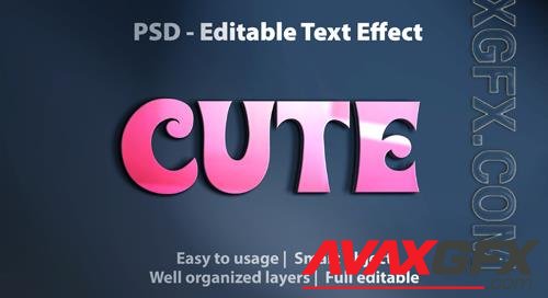 Editable text effect cute pink psd