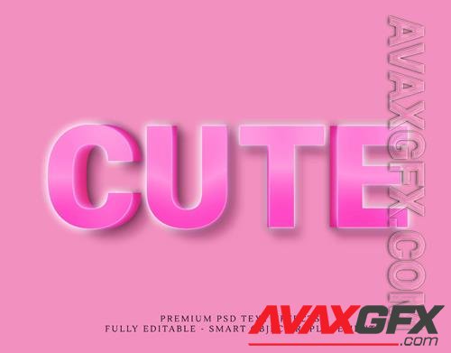 Cute pink 3d text style effect psd