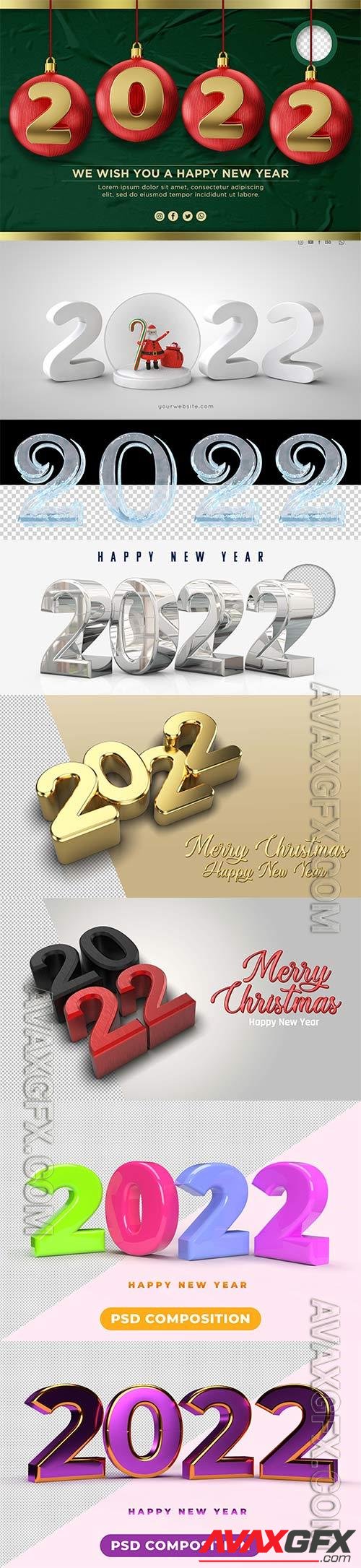 2022 letters 3d illustration isolated premium psd