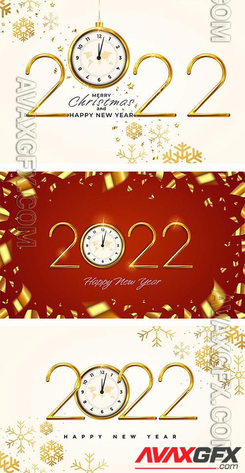 Happy New Year 2022, golden metal numbers
