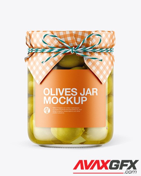 Glass Green Olives Jar with Paper Cap Mockup 65967