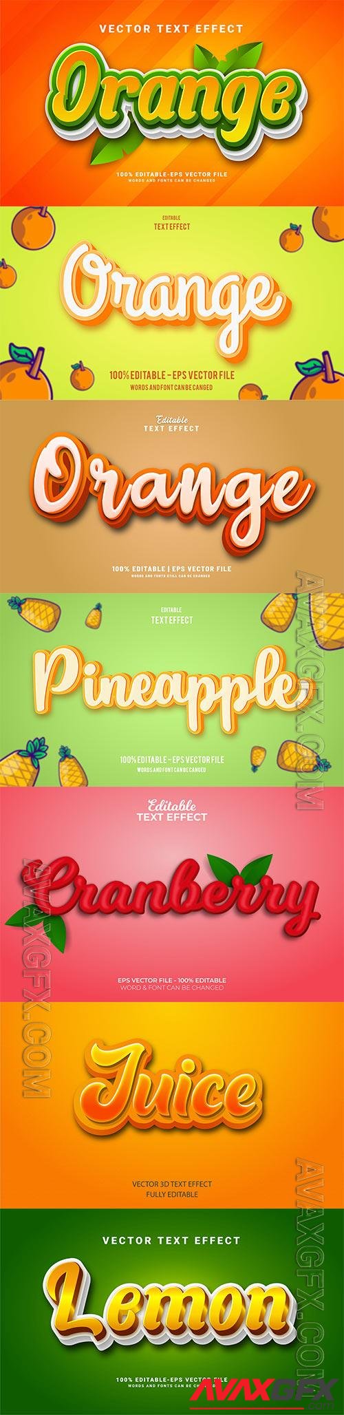 Set 3d editable text style effect vector vol 291