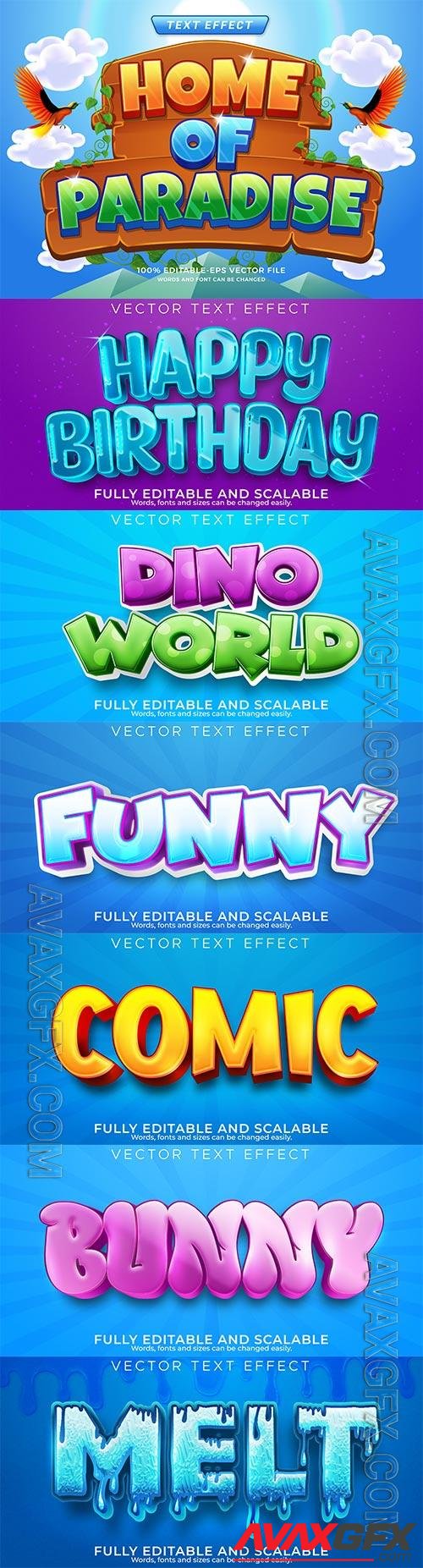 Set 3d editable text style effect vector vol 293