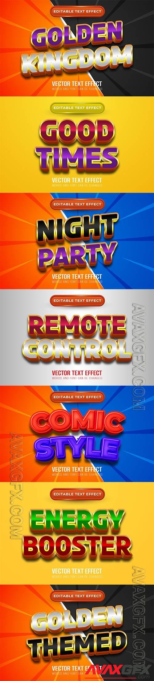 Set 3d editable text style effect vector vol 286