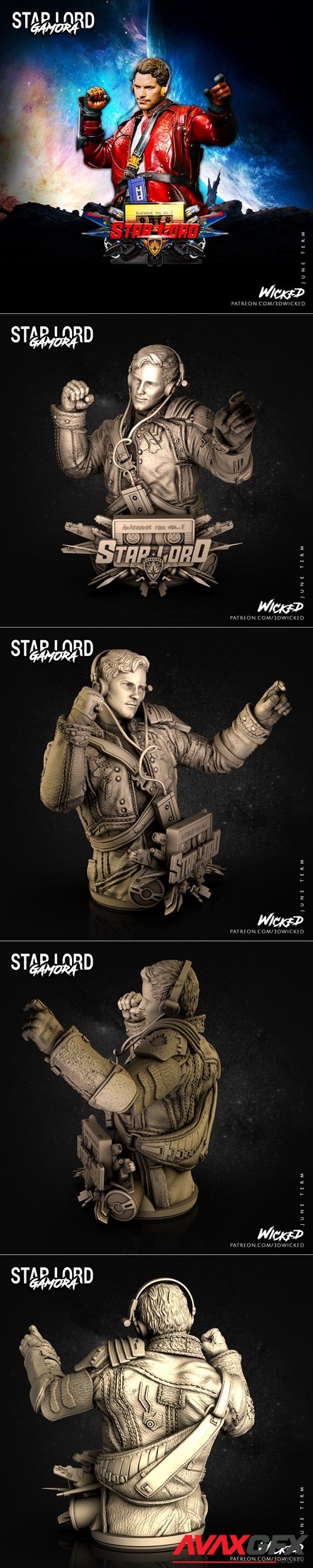3DWicked - Starlord & Gamora - Starlord Bust – 3D Printable STL