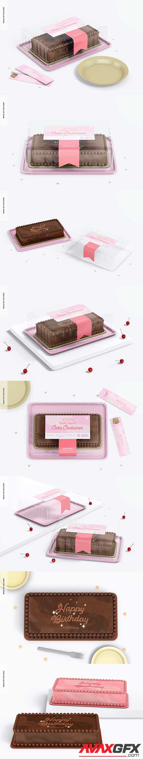 Plastic square cake container mockup