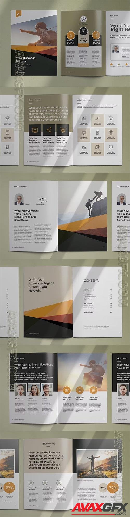 Brochure Layout with Yellow Geometric Elements TP5UKWX