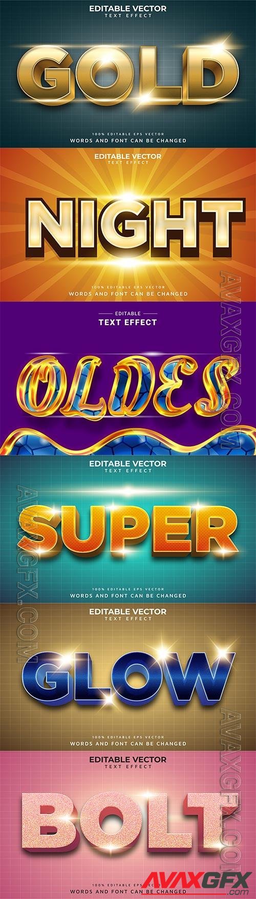 Set 3d editable text style effect vector vol 304