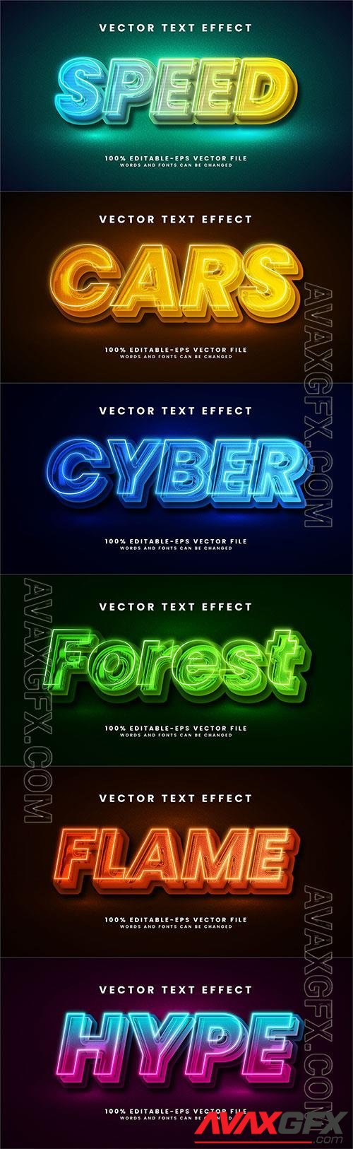 Set 3d editable text style effect vector vol 299