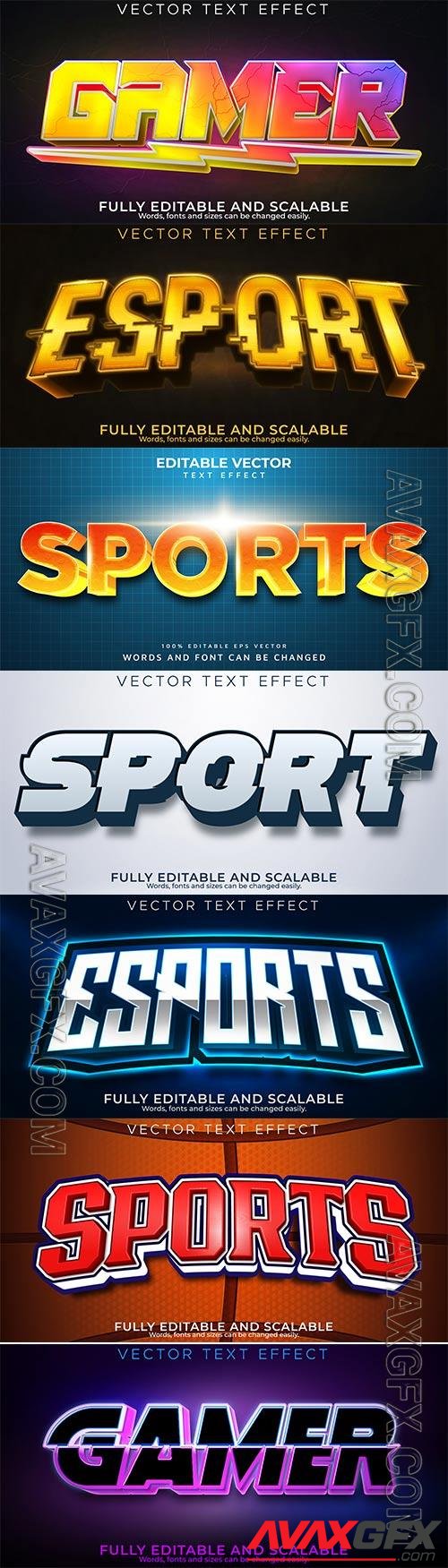 Set 3d editable text style effect vector vol 302