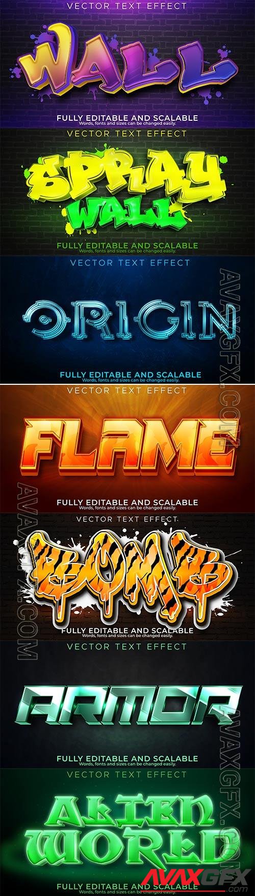 Set 3d editable text style effect vector vol 303