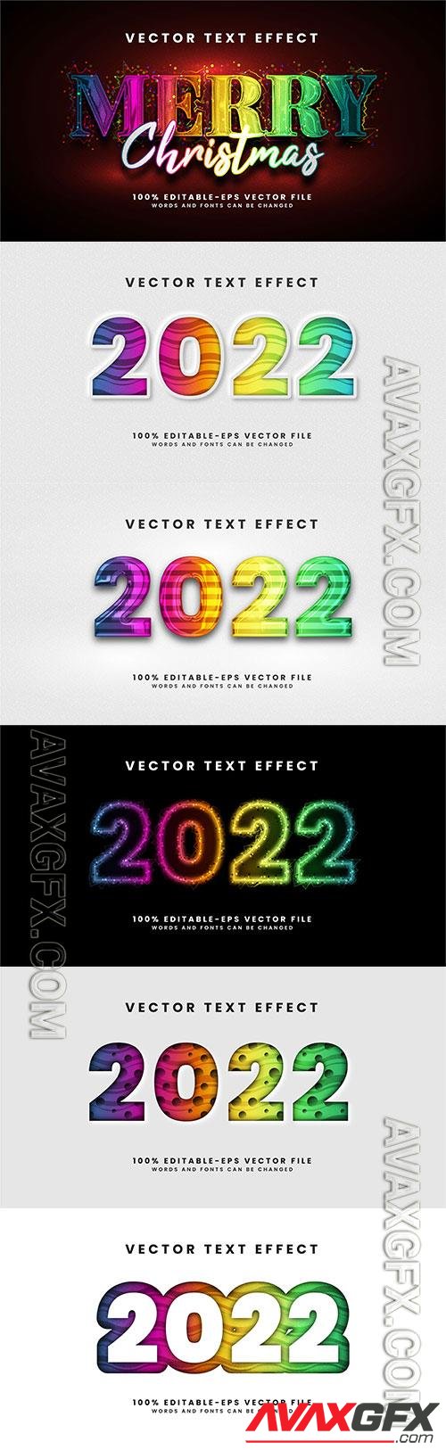 2022 glow text effect, editable text style effect with colorful theme, premium vector