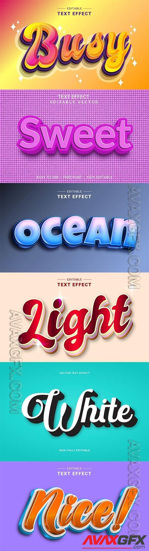 Set 3d editable text style effect vector vol 305