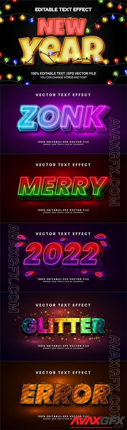 Set 3d editable text style effect vector vol 310