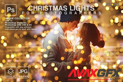Christmas lights photoshop overlay, Sparkler overlay bokeh V5 - 1732547