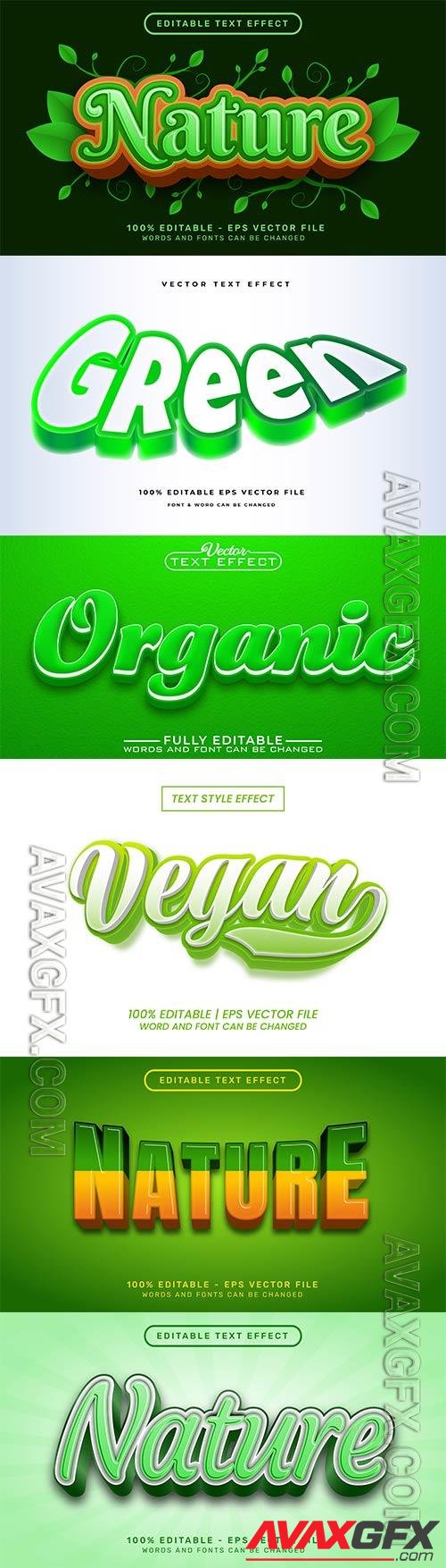 Set 3d editable text style effect vector vol 320