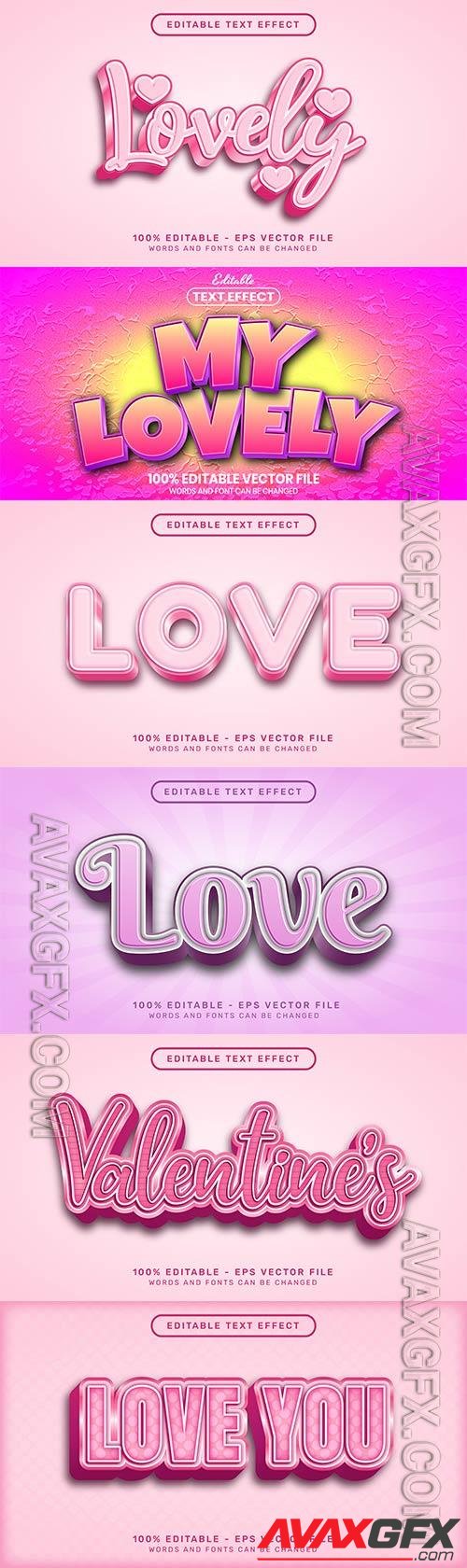 Set 3d editable text style effect vector vol 316