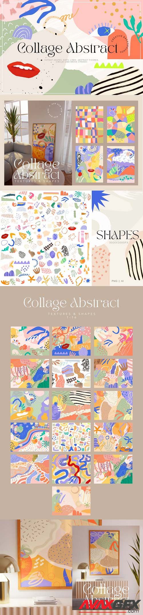 Abstract Collage Cutout Shapes - 6754132