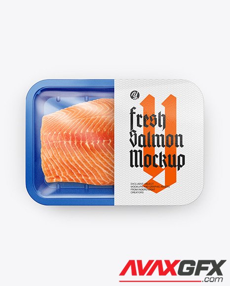 Plastic Tray With Salmon Fillet Mockup 88766