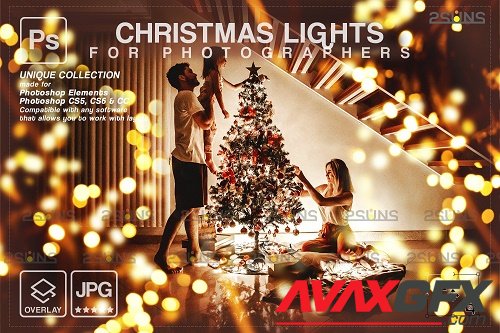 Christmas lights photoshop overlay, Sparkler overlay bokeh V7 - 1732551