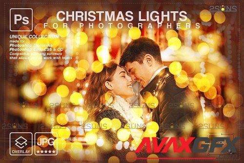 Christmas lights photoshop overlay, Sparkler overlay bokeh V8 - 1732552
