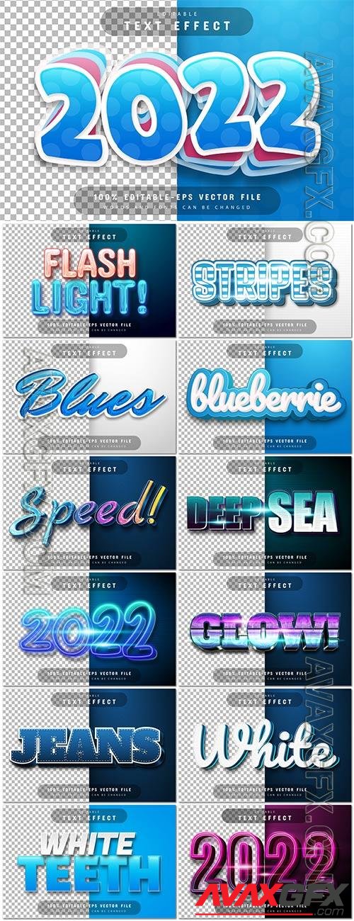 Set 3d editable text style effect vector vol 322