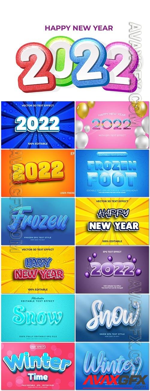 Set 3d editable text style effect vector vol 323