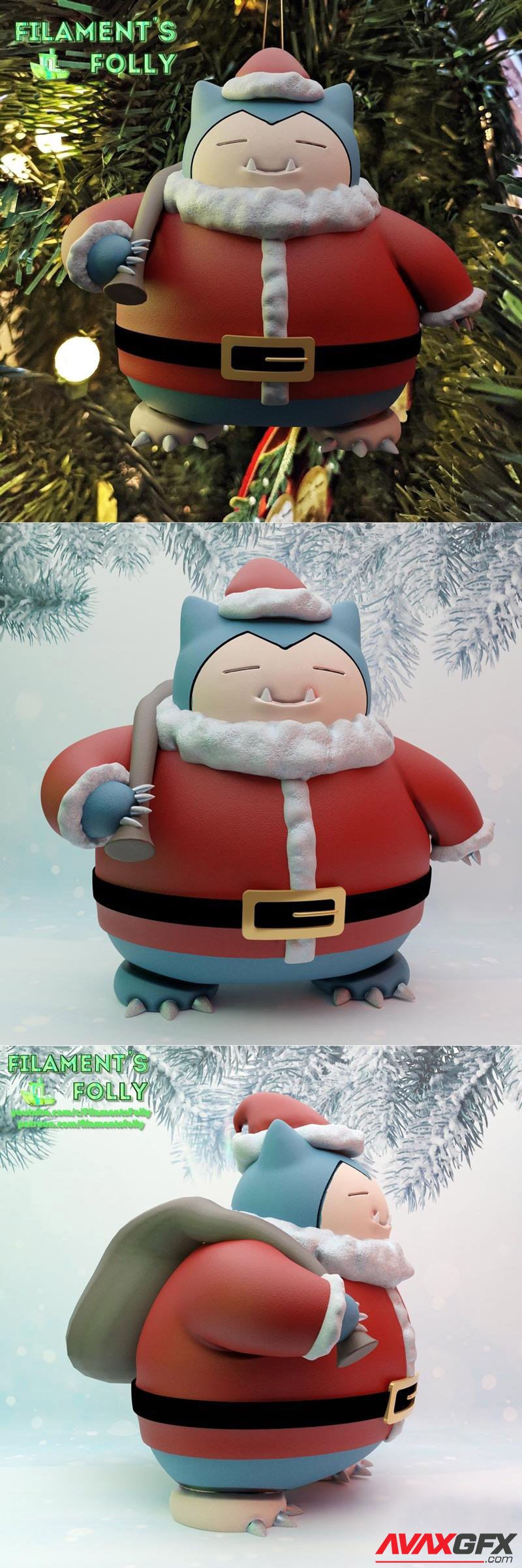 Santa Snorlax 3D Printable STL