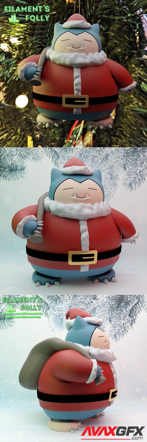 Santa Snorlax – 3D Printable STL