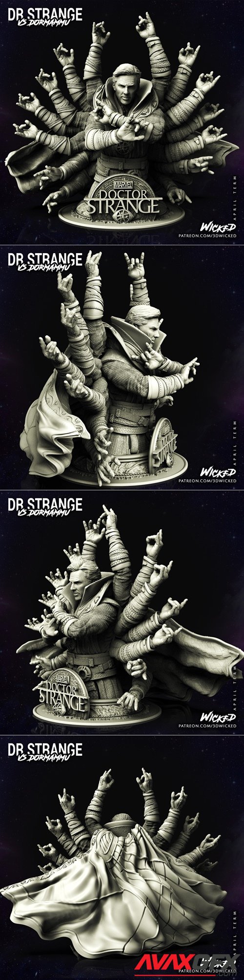 3DWicked - Dr. Strange Bust – 3D Printable STL