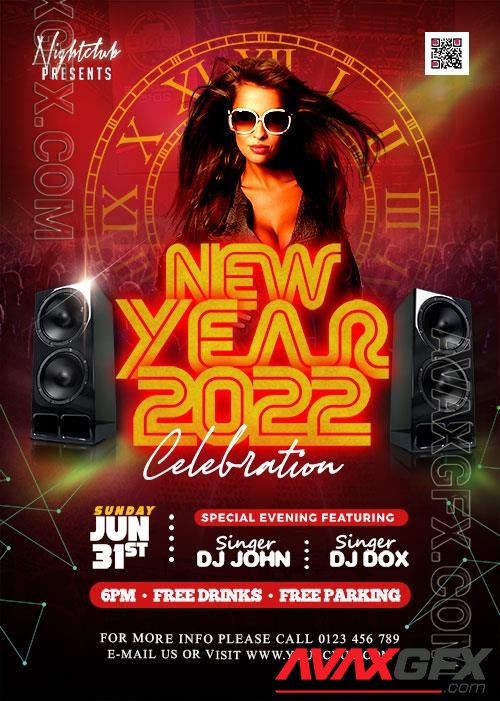 Gorgeous New Year 2022 Party Flyer PSD