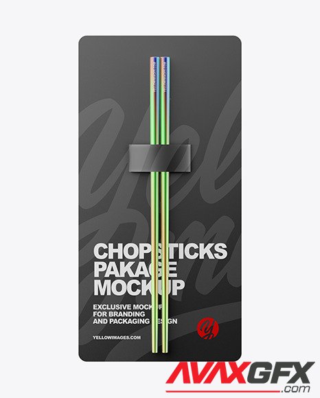 Gloss Metallic Chopsticks in Matte Pack Mockup 88177