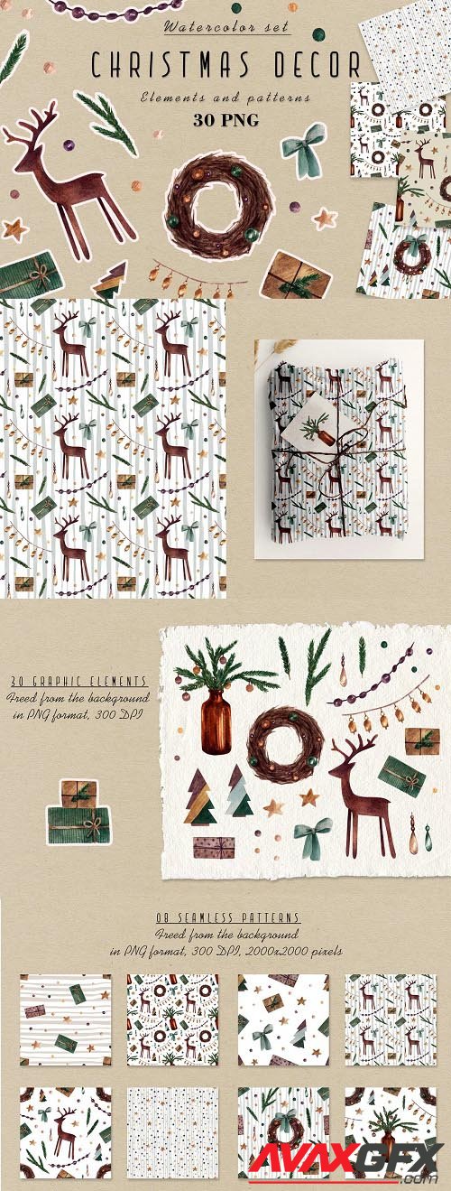 Creativemarket - Watercolor Clipart Christmas Decor - 6702525
