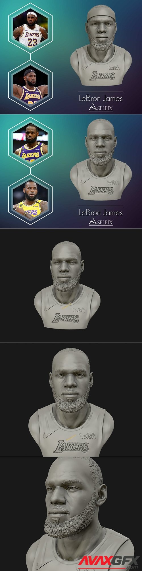 Lebron James Bust in Lakers jersey Ready – 3D Printable STL