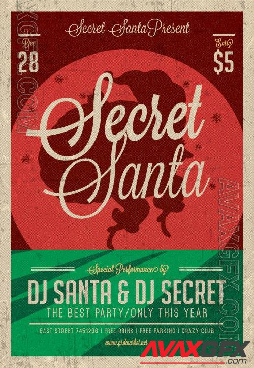 Secret santa night flyer psd