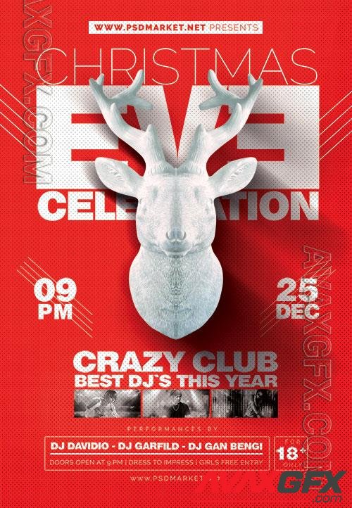 Christmas eve celebration flyer psd