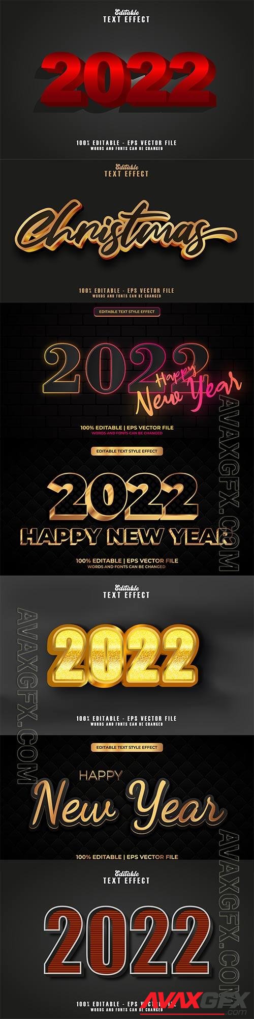 Text effect happy new year 2022 premium vector