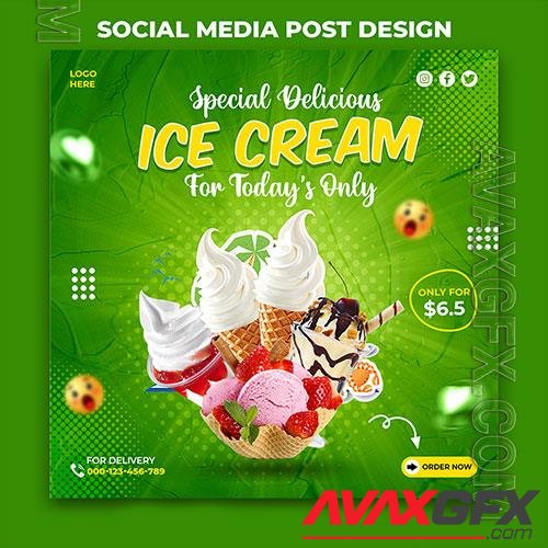 Special delicious ice cream social media banner post design template psd