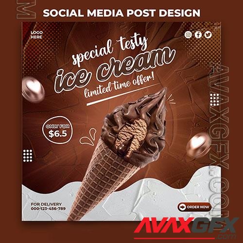 Chocolate ice cream social media promotion and instagram banner post design template psd