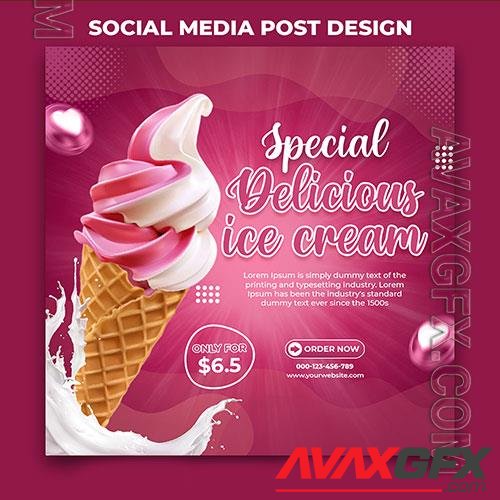 Delicious ice cream social media banner post design template psd