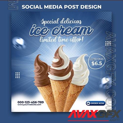 Ice cream social media banner post design template psd